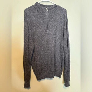Men's Enzo Montovani 100% Wool 1/4 zip‎ Sweater Size XLarge Dark Gray